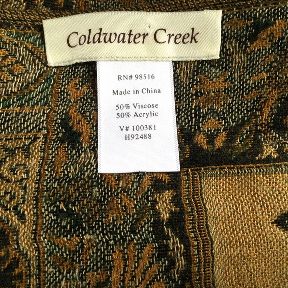Coldwater Creek Scarf 72" x 26" Paisley Floral Black Bronze Large - Picture 3 of 9